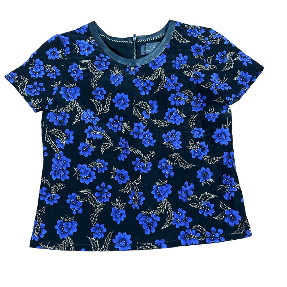 Patterson J Kincaid Black Purple Floral Quilted Top